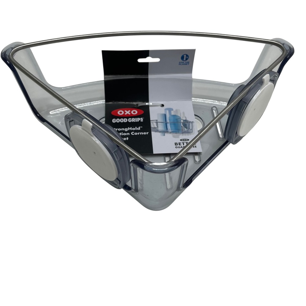 OXO Good Grips StrongHold Suction Corner Basket Clear Shower Caddy 13206100 NEW
